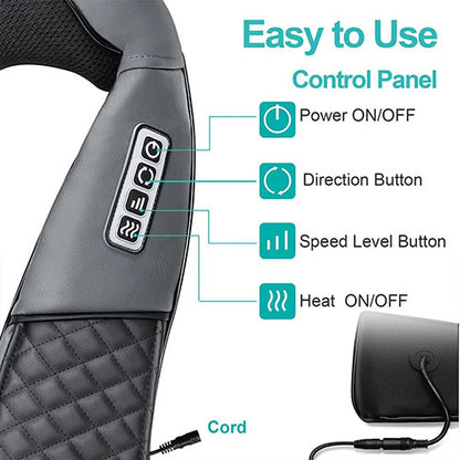 Heated Neck & Shoulder Massager – Deep Tissue Shiatsu Relief