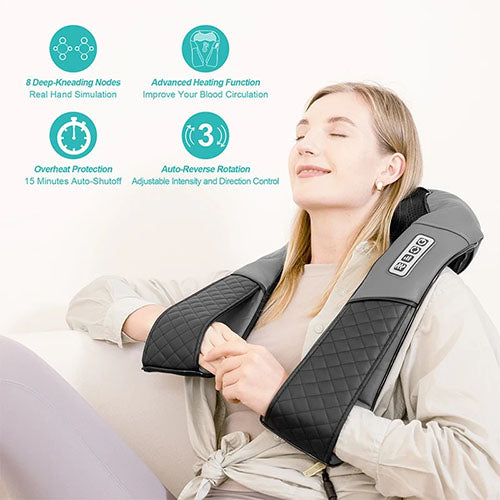 Heated Neck & Shoulder Massager – Deep Tissue Shiatsu Relief